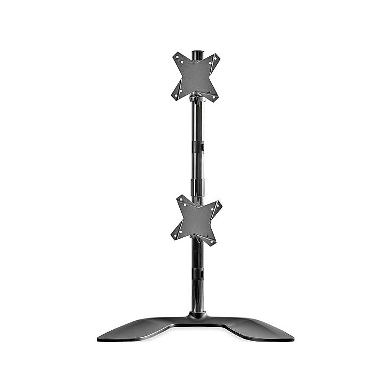 StarTech Vertical Dual Monitor Stand, Aluminum Adjustable, Up to 27", Black/Silver (ARMDUOVS) image 1