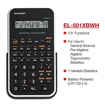 Sharp® EL-501XBWH Scientific Calculator, 10-Digit LCD, Black/White