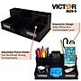 Victor Technology 6 Compartment Wood Storage with Smart Phone Holder, Black (9525-5)~#|#~m007201929_sc7