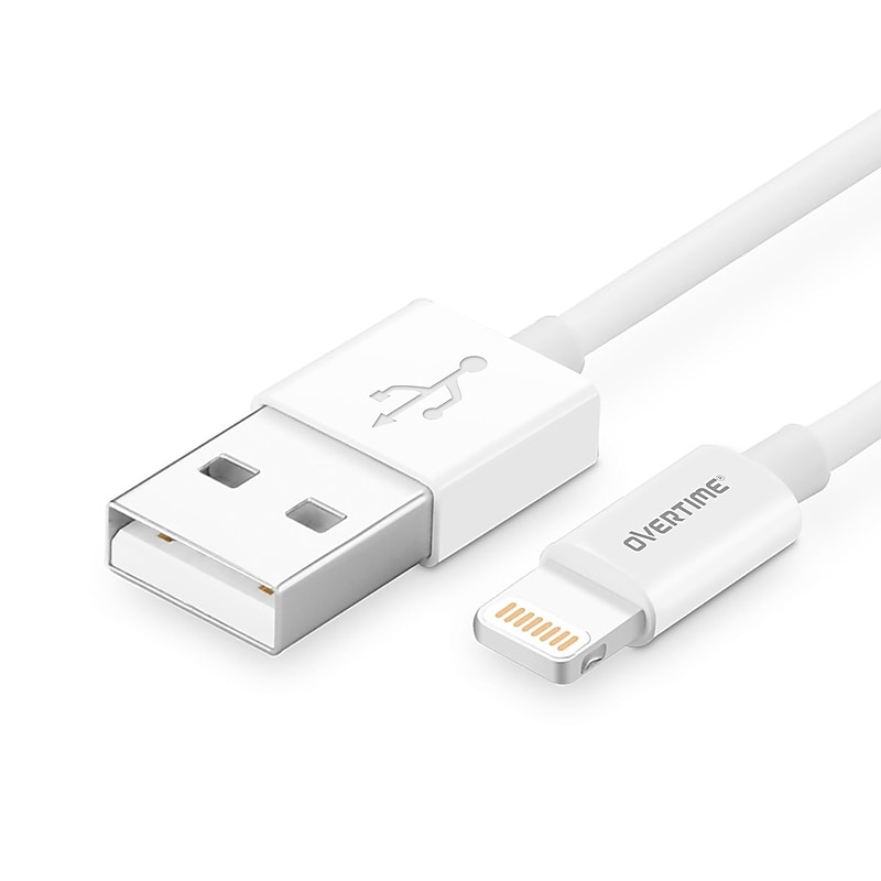 Overtime Lightning to USB-A Charging Cable, 10 ft., White (MFIWHITE10FT) image 1