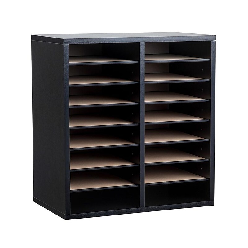AdirOffice 500 Series 16-Compartment Literature Organizer, 20" x 11.8", Black (500-16-BLK) image 1