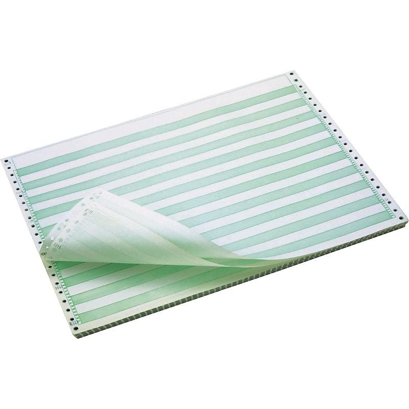 TST Impreso 14.875" x 5.5" Colored Copy Paper, 18 lbs., Green Bar, 3,100 Sheets/Carton (7810010) image 1