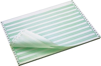 TST Impreso 14.9″ x 5.5″ Continuous Paper, 18 lbs., Green Bar, 3100 Sheets/Carton (7810010) Simolary simolary.com