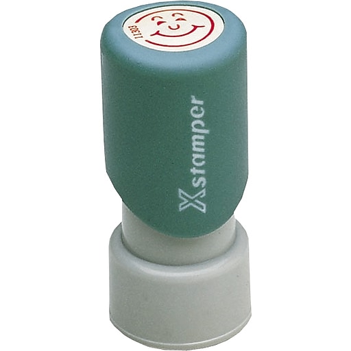 Xstamper Preinked Stamps, Red Ink "Happy Face" (036000) Staples