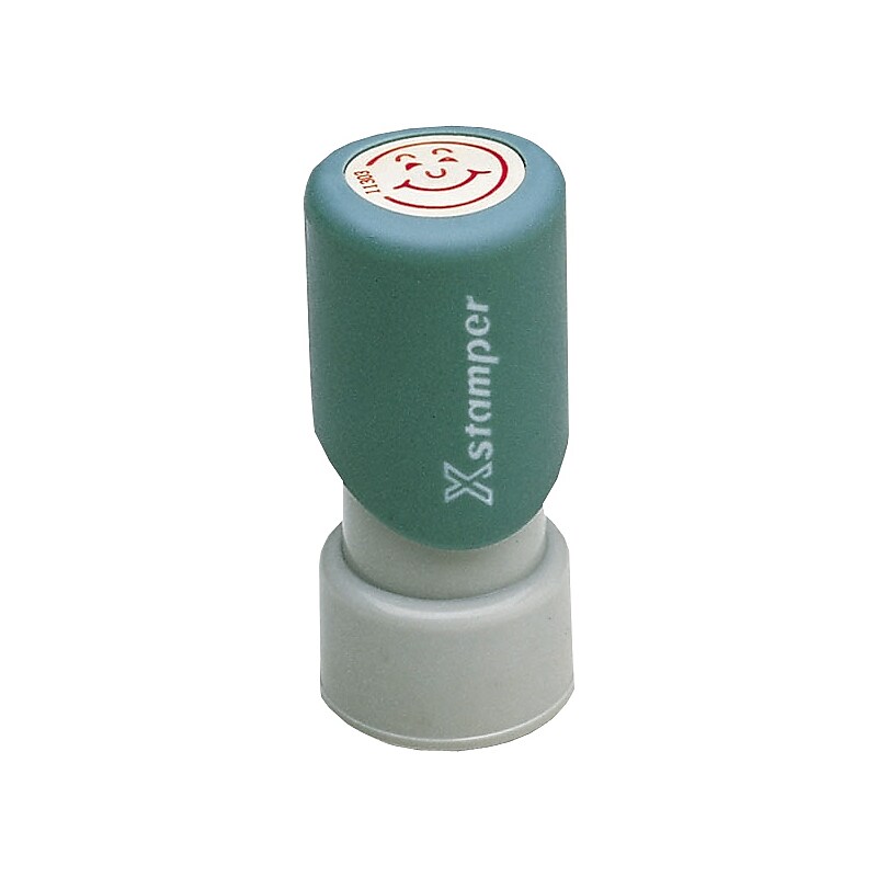 Xstamper Pre-inked Stamps, Red Ink "Happy Face" (036000) image 1