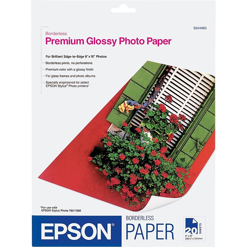 Epson Glossy Photo Paper, 8" x 10", 20 Sheets/Pack (S041465) image 1