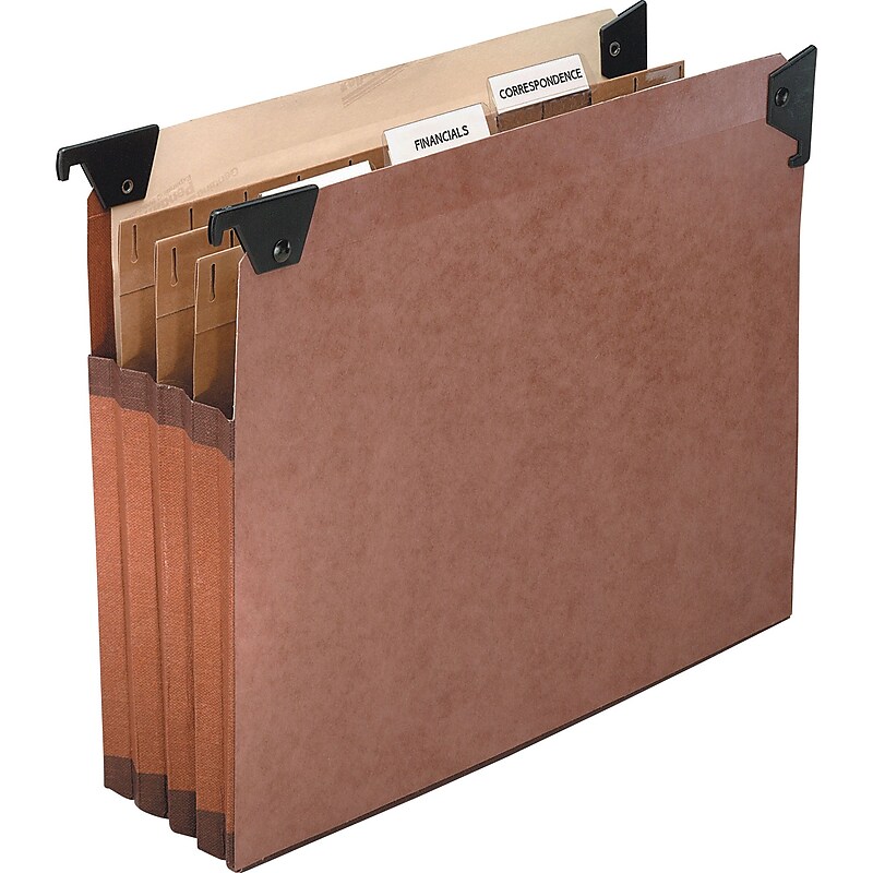 Pendaflex Premium Reinforced File Pocket with Swing Hooks, 3 Dividers, Legal size, Redrope, 5/Box (45423) image 1