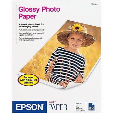 Epson Glossy Photo Paper, 8.5" x 11", 20/Pack (S041141)