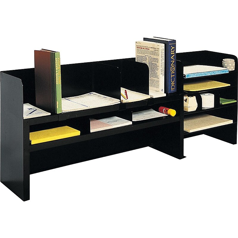 MMF Industries Steelmaster Full-Top Desk Organizer, 12 Compartments, Black, 18 3/8"H x 47 1/4"W x 9 1/2"D image 1