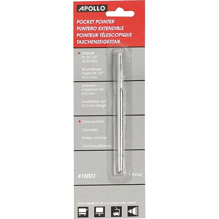 Apollo Extendible Pocket-Size Presentation Pointer, Chrome (18001