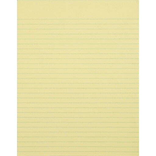Staples®, 81/2" x 11", Canary, GlueTop Notepad, Wide Ruled, 12/Pack
