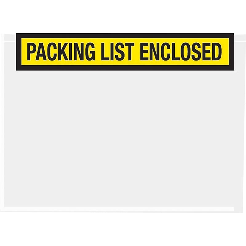 SI Products Packing List Envelopes, 7" x 5.5", Yellow Panel Face, "Packing List Enclosed", 1000/Case (PL456) image 1