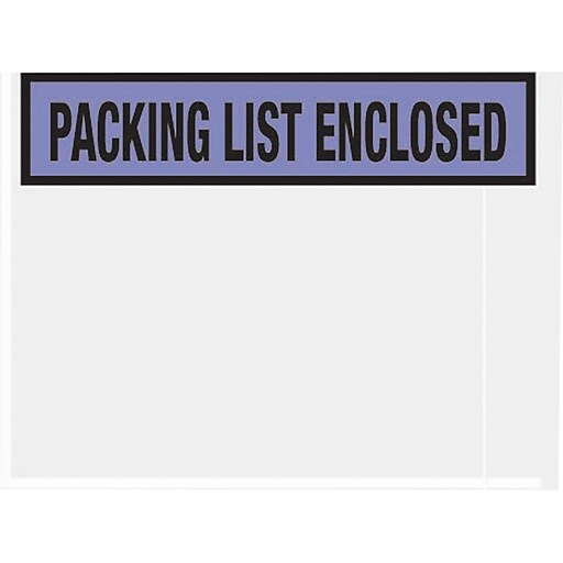 Packing List Envelopes, 41/2" x 51/2", Blue Panel Face "Packing List
