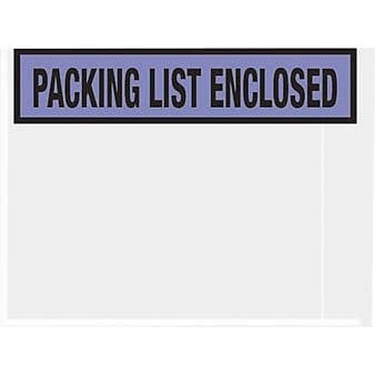 Packing List Envelopes, 4-1/2" x 5-1/2", Blue Panel Face "Packing List Enclosed", 1000/Case