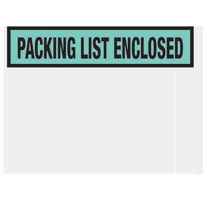 Packing List Envelopes, 4-1/2" x 5-1/2", Green Panel Face "Packing List Enclosed", 1000/Case image 1