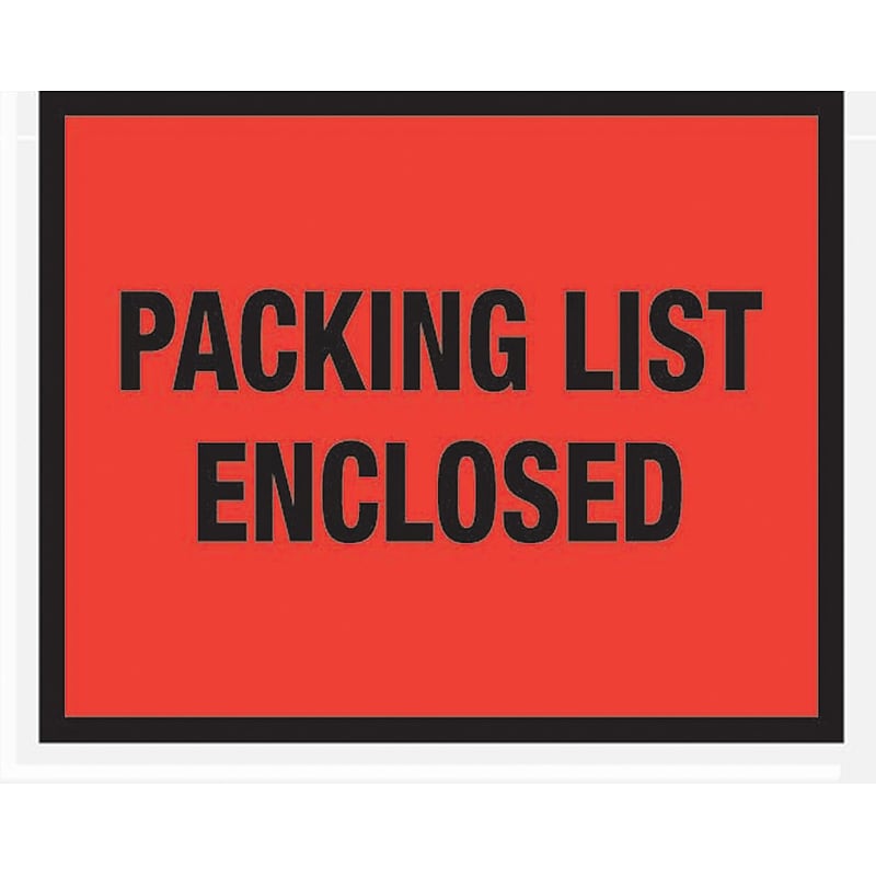 SI Products Packing List Envelopes, 7" x 5.5", Red Full Face, "Packing List Enclosed", 1000/Case (ENVPQ22) image 1
