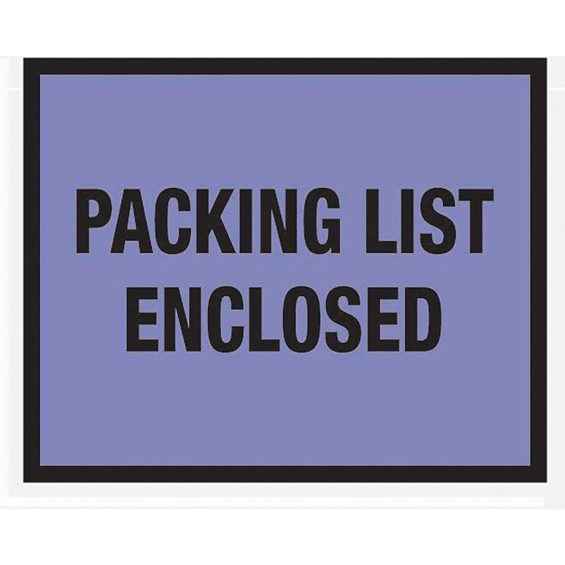 Packing List Envelopes 7" x 5-1/2", Blue Full Face "Packing List Enclosed", 1000/Case image 1