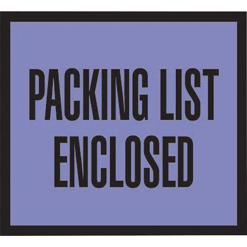 Packing List Envelopes, 4-1/2" x 5-1/2", Blue Full Face "Packing List Enclosed", 1000/Case image 1