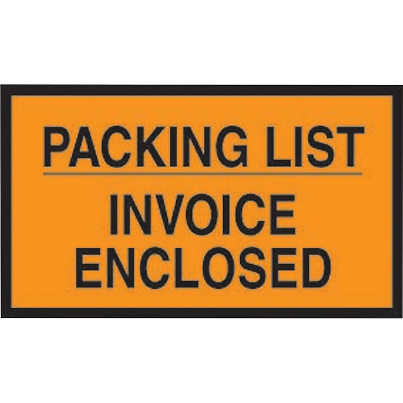 Packing List Envelopes, 7" x 10", Orange Full Face "Packing List/Invoice Enclosed", 1000/Case image 1