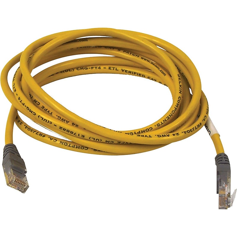 Staples 25' CAT5e Crossover Patch Cable - Yellow image 1