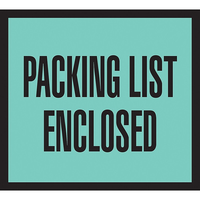 Packing List Envelopes, 4-1/2" x 5-1/2", Green Full Face "Packing List Enclosed", 1000/Case image 1