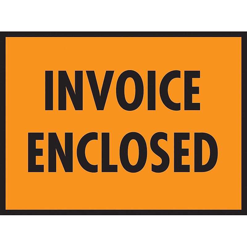 Packing List Envelopes, 7" x 5-1/2", Orange Full Face "Invoice Enclosed", 1000/Case image 1