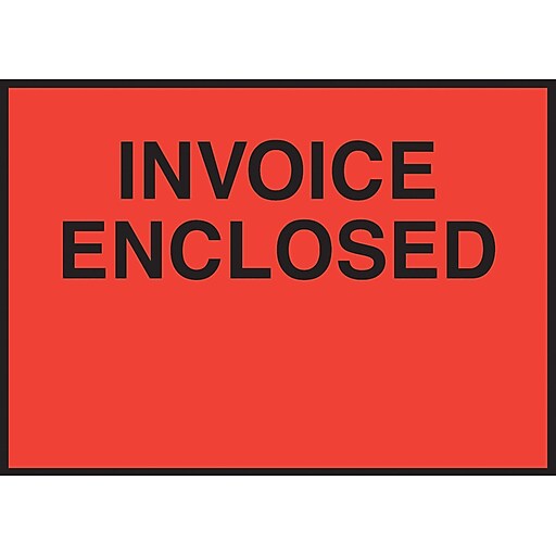 Packing List Envelopes, 41/2" x 6", Red Full Face "Invoice Enclosed