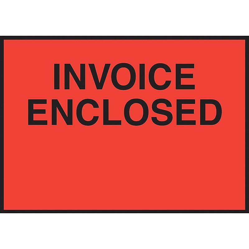 Packing List Envelopes, 4-1/2" x 6", Red Full Face "Invoice Enclosed", 1000/Case image 1