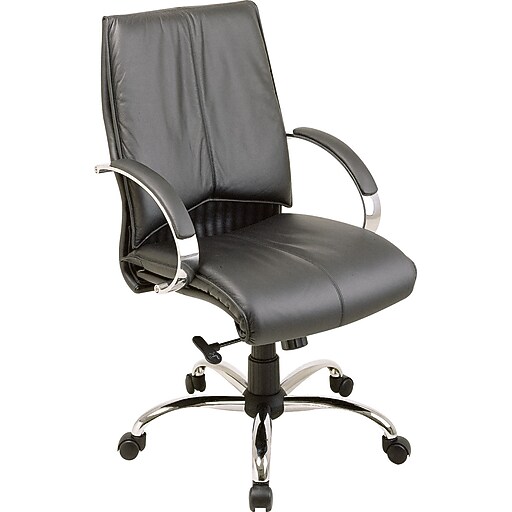 Shop Staples for Office Star® Leather Executive MidBack Chair; Black