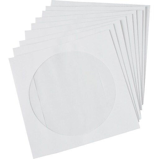 Staples® Paper CD/DVD Sleeves, White, 50/pack Staples