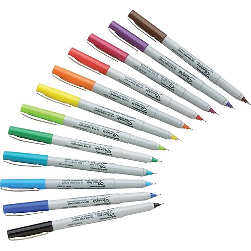 Sharpie Permanent Markers, UltraFine Point, Assorted Colors, 12 Pack
