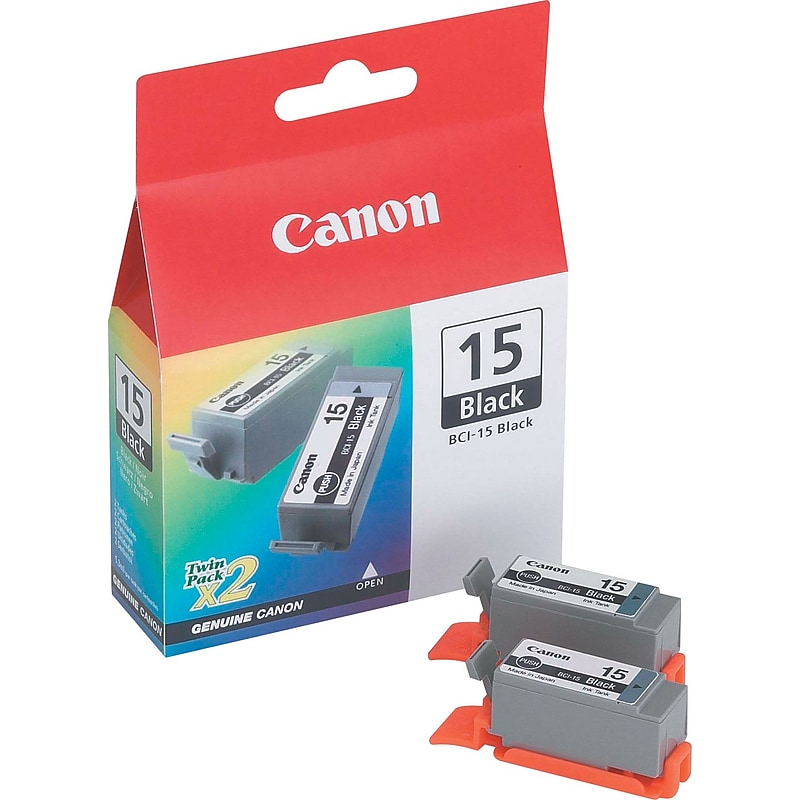 Canon 15 Black Standard Yield Ink Cartridge, 2/Pack (8190A003) image 1