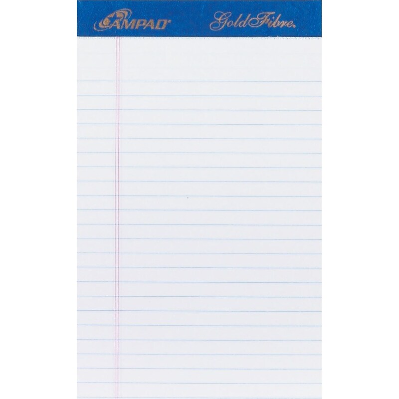 Ampad® Gold Fibre®, 5" x 8", White, Perforated Notepads, Medium Ruled, 12/Pack image 1