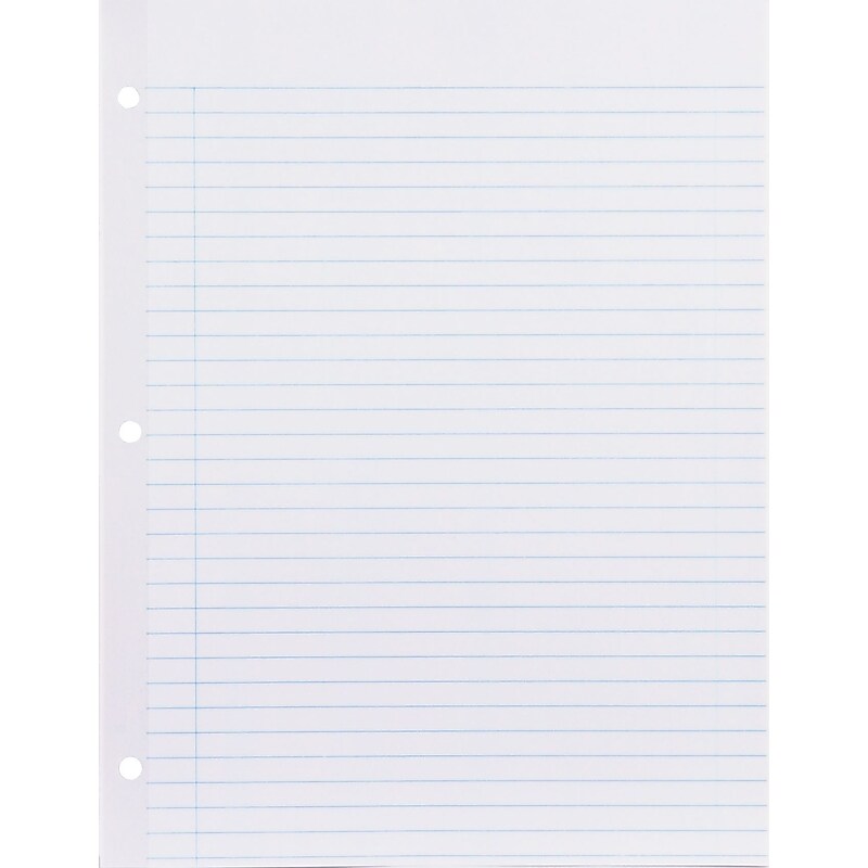 Rediform Reinforced College Ruled Filler Paper, 8.5" x 11", 3-Hole Punched, 100 Sheets/Pack (20122/WBZ13R) image 1