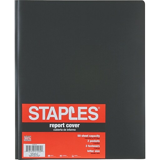 Staples® Poly 2Pocket Folder w/Prong Fasteners, Black Staples