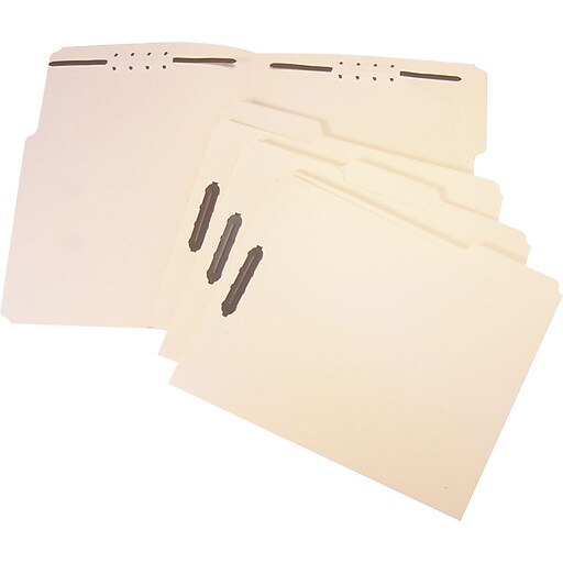 Staples Reinforced Fastener Folders with 2 Fasteners, Letter, 3 Tab