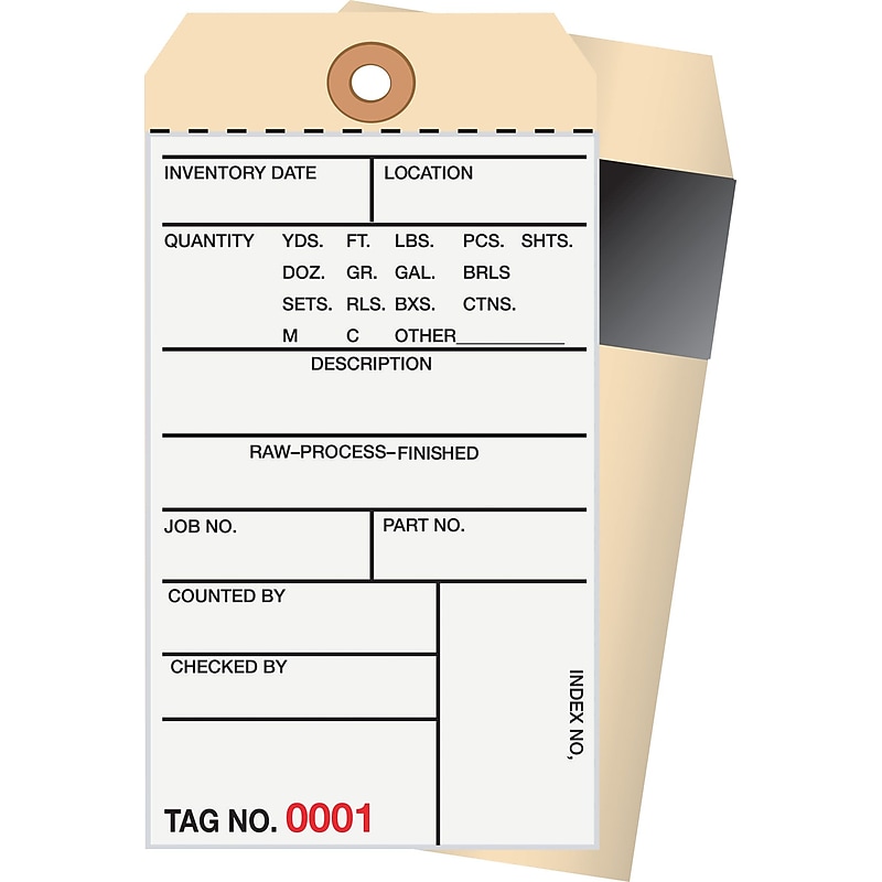 2 Part Carbon Style Numbered Inventory Tags: 500-999, 500/Case image 1