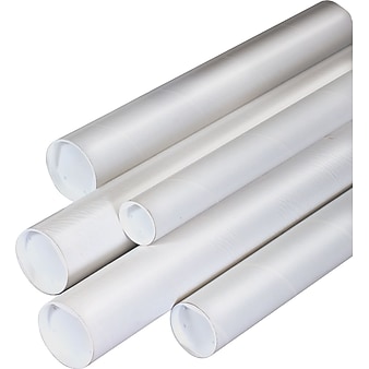Box Partners White Mailing Tubes, 4" x 36", 15/Case