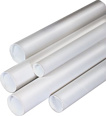 Pack of 3 RetailSource P3026Wx3 3 x 26 White Mailing Tubes with Caps 