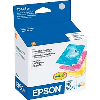 Epson T044 Cyan/Magenta/Yellow Standard Yield Ink Cartridge, 3/Pack