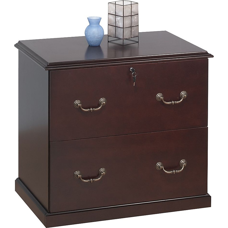 Staples Wood Veneer Lateral File Cabinet, 30" Wide, 2-Drawer, Cherry image 1