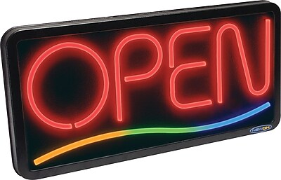 Shop Staples for NEWON® Horizontal &quot;OPEN&quot; Sign with 3-Color Wave