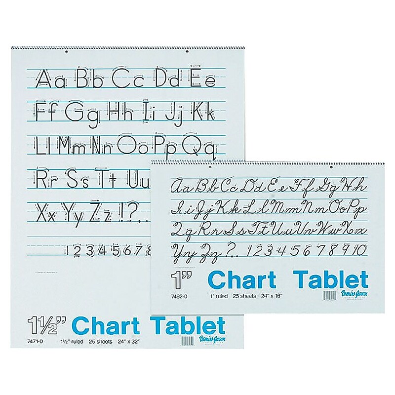 Pacon® Chart Tablets Cursive Cover, 32" x 24", 1" Ruling, Ruled, 12 Sheets/Pk image 1
