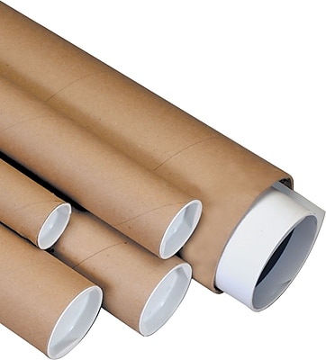 10 Pieces 2 Wide x 15 Length Kraft Mailing//Shipping Tubes with White End Caps by MT Products