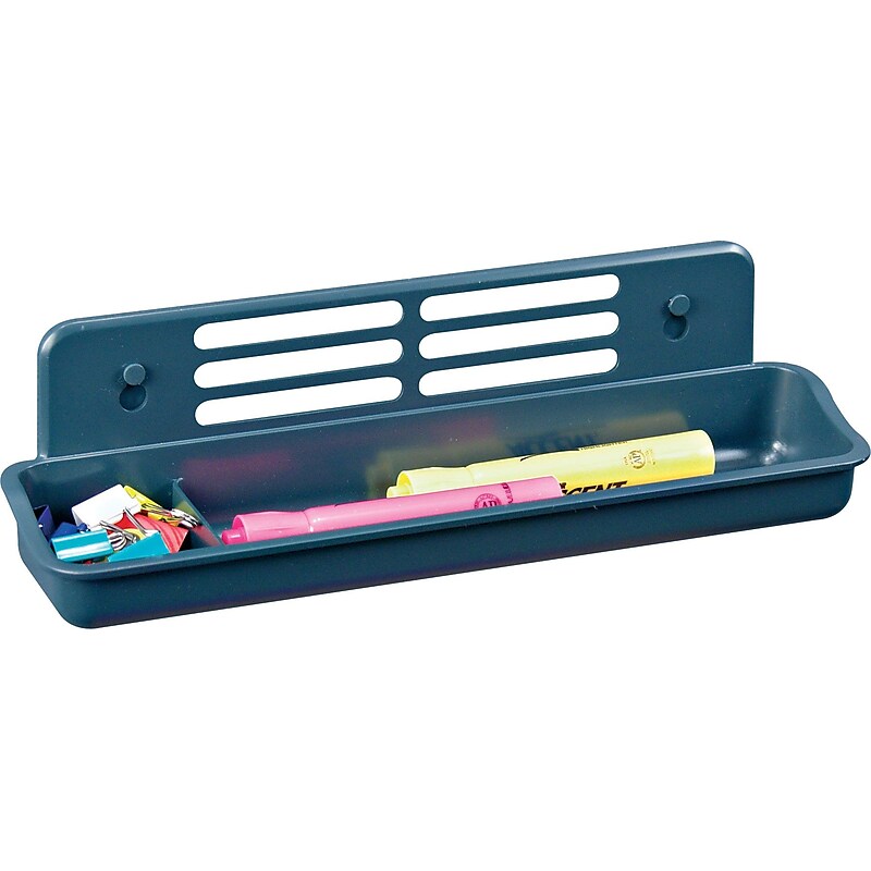 Officemate  Verticalmate™ Large Utility Tray, 2 Compartments, Slate Gray, 3 3/8"H x 12"W x 3"D image 1