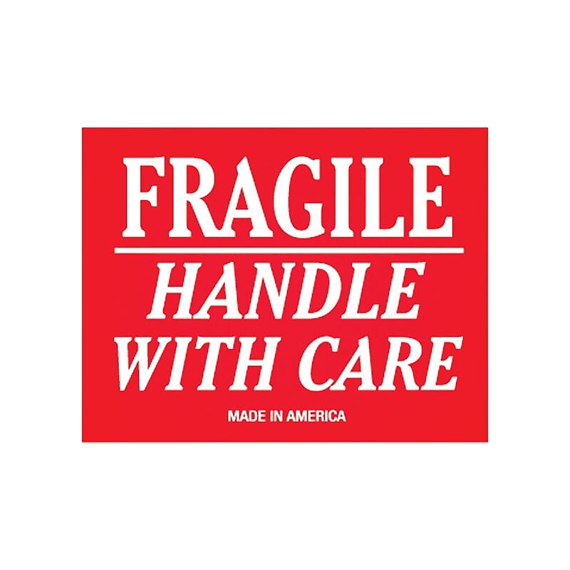 Tape Logic Labels, "Fragile - Handle With Care", 3" x 4", Red/White, 500/Roll image 1