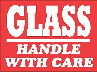 Tape Logic Glass Handle with Care Staples® Shipping Label, 3" x 4", 500/Roll
