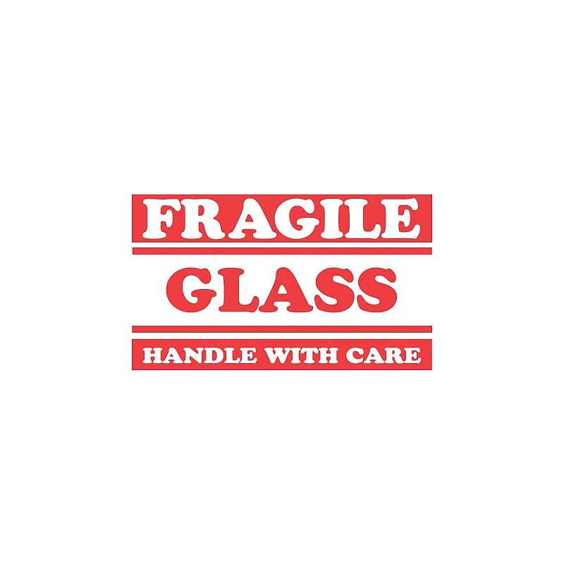 Tape Logic Fragile Glass Handle with Care Staples® Shipping Label, 3" x 5", 500/Roll image 1
