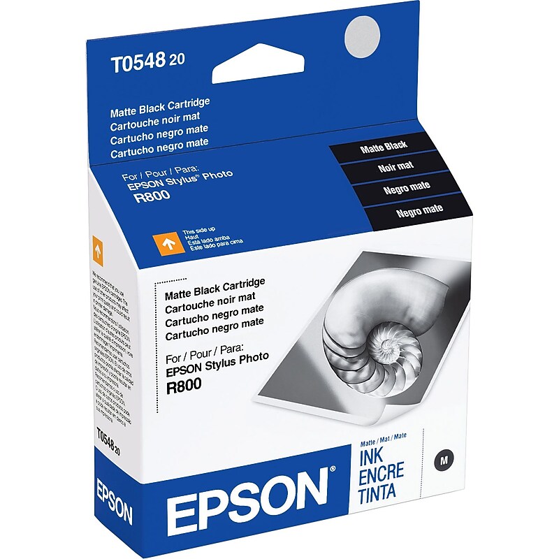 Epson T054 Black Matte Standard Yield Ink Cartridge, Prints Up to 400 Pages (T054820) image 1