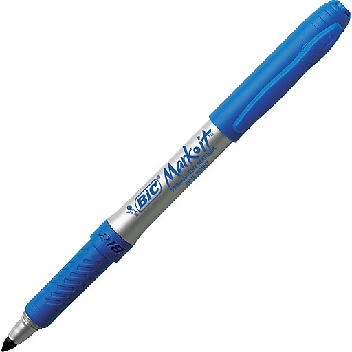 BIC® Markit™ Fine Point Permanent Marker, Blue, Dozen Staples